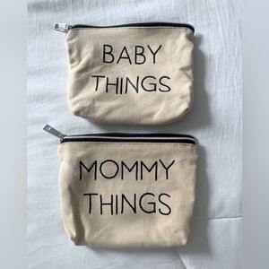 Diaper Bag Beige Canvas Pouches Set